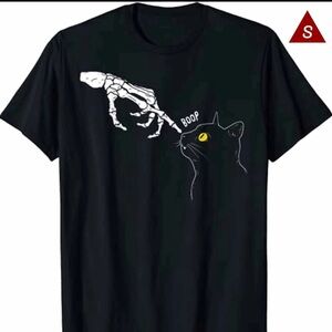 Threadless Black Skeleton Cat Tee (SIZE M)